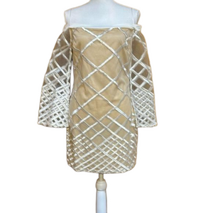 Luxxel Off the Shoulder Illusion Dress with Embroidery and Sequins Size M - NWT